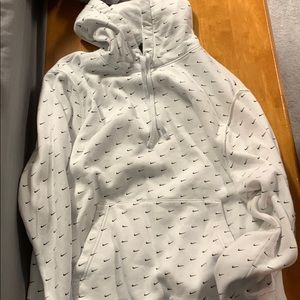 White Nike logo hoodie